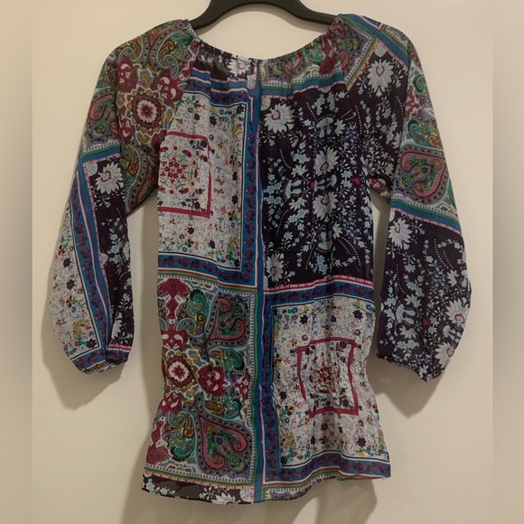 juniors sheer floral print sheer shirt large 10/12 - Picture 3 of 3